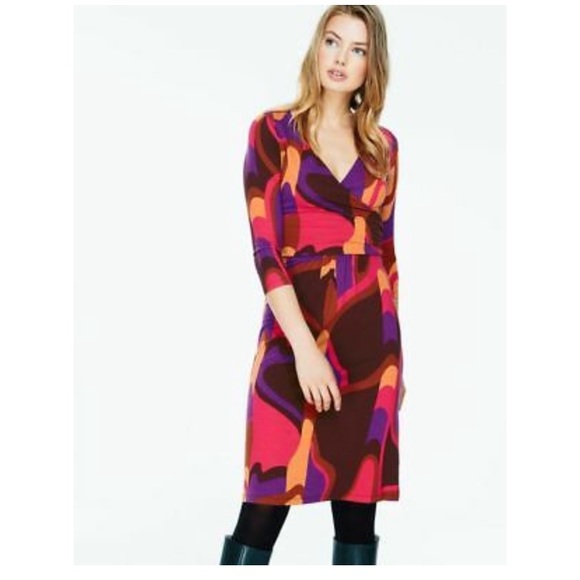 Boden Elena Geo Print Wrap Front Dress - Picture 1 of 11